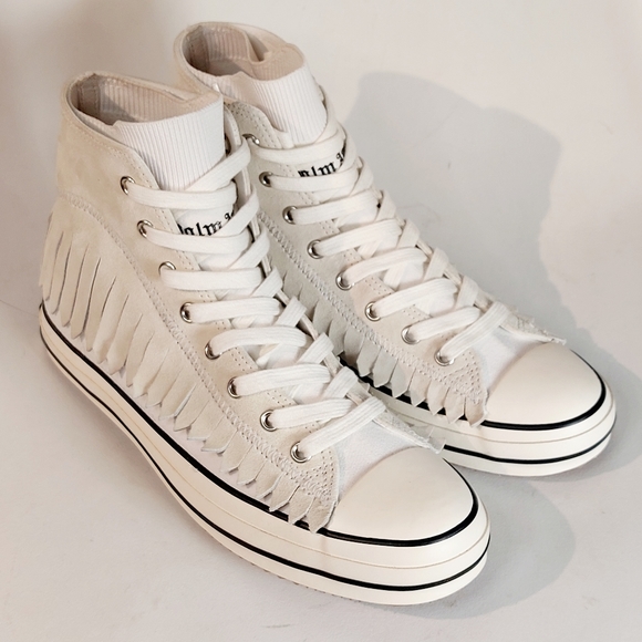 Host Pick🔥Palm Angels white fringe basket high vulcanized sneakers, EU41, NWT - Picture 9 of 13